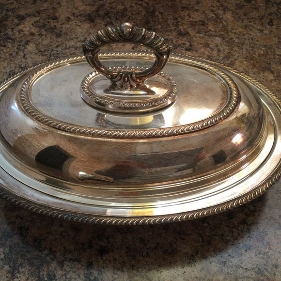 Vintage Primrose Plate EP Copper lidded covered serving bowl mmts 6040 eb - Picture 1 of 9